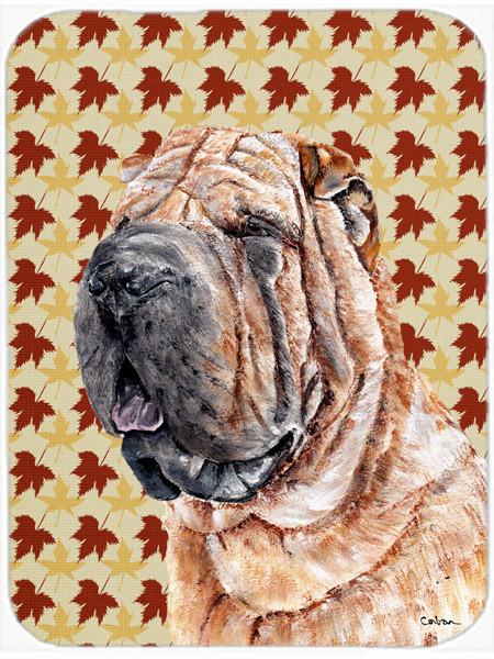 Shar Pei Fall Leaves Glass Cutting Board Large Size SC9671LCB by Caroline's Treasures