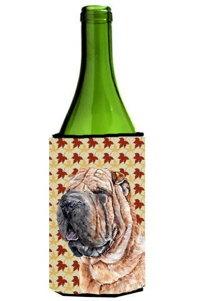 Shar Pei Fall Leaves Wine Bottle Beverage Insulator Hugger SC9671LITERK by Caroline&#39;s Treasures