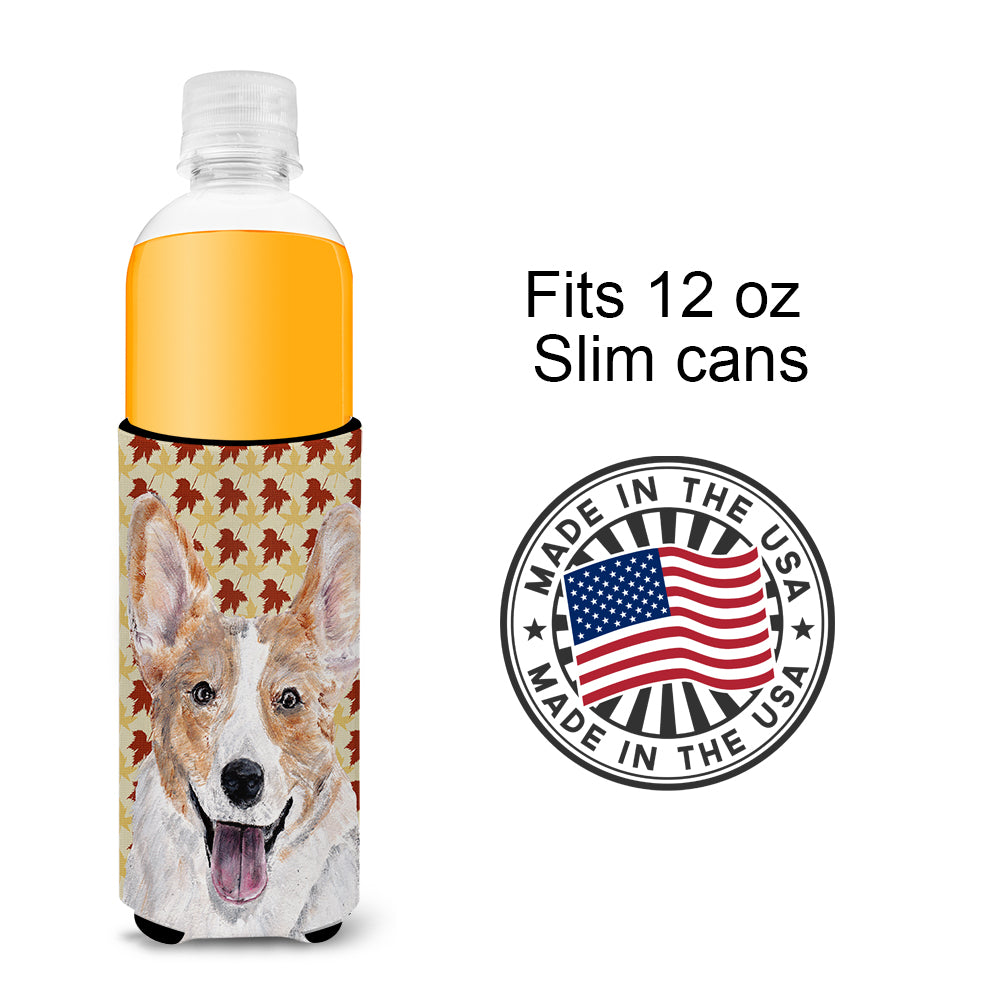Cardigan Corgi Fall Leaves Ultra Beverage Insulators for slim cans SC9672MUK.