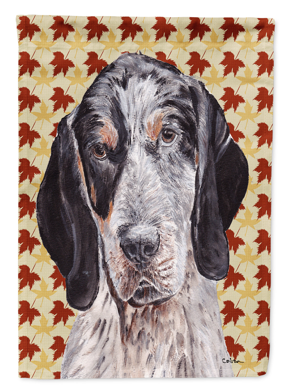 Blue Tick Coonhound Fall Leaves Flag Canvas House Size SC9673CHF