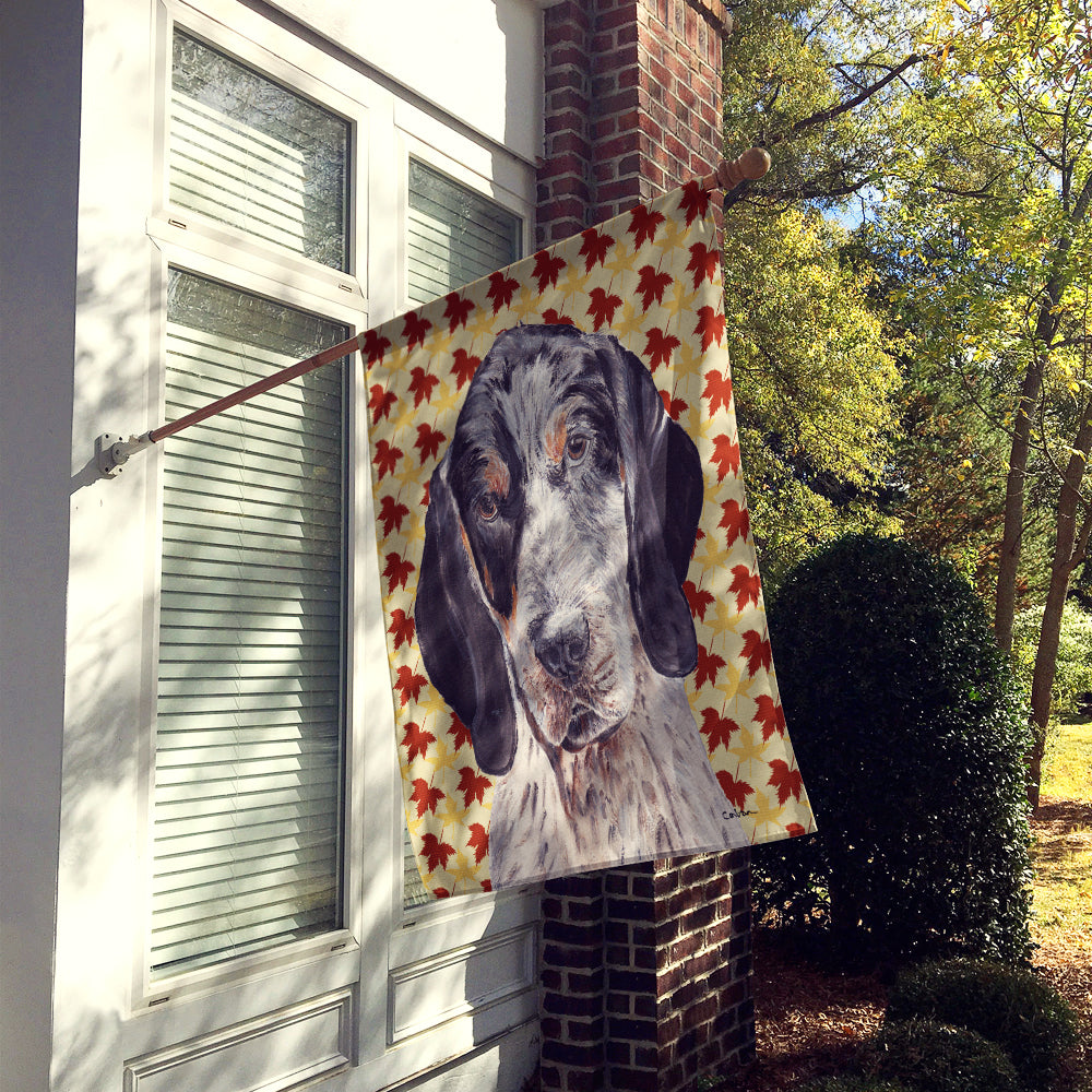 Blue Tick Coonhound Fall Leaves Flag Canvas House Size SC9673CHF  the-store.com.