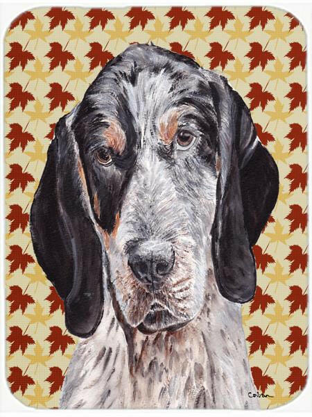Blue Tick Coonhound Fall Leaves Glass Cutting Board Large Size SC9673LCB by Caroline&#39;s Treasures