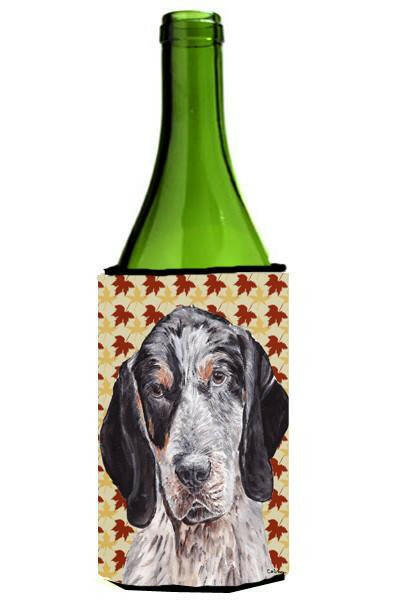 Blue Tick Coonhound Fall Leaves Wine Bottle Beverage Insulator Hugger SC9673LITERK by Caroline&#39;s Treasures