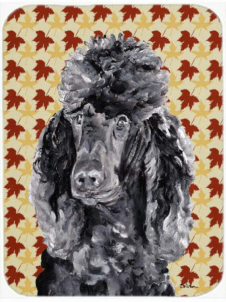 Black Standard Poodle Fall Leaves Glass Cutting Board Large Size SC9674LCB by Caroline's Treasures