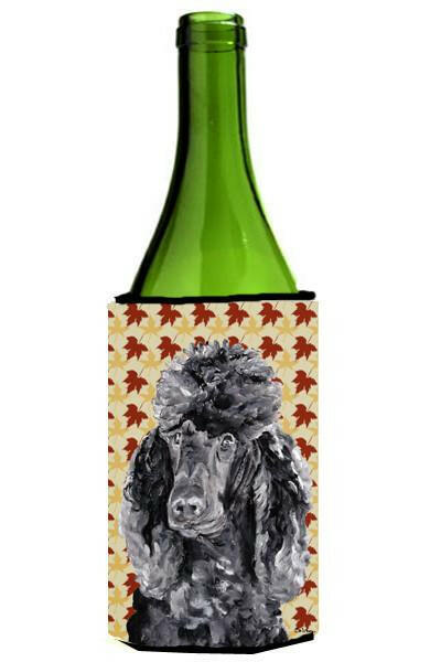 Black Standard Poodle Fall Leaves Wine Bottle Beverage Insulator Hugger SC9674LITERK by Caroline's Treasures