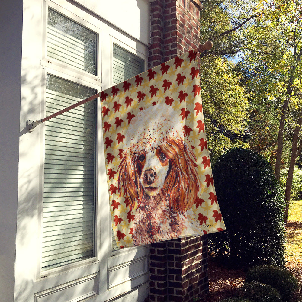 Red Miniature Poodle Fall Leaves Flag Canvas House Size SC9675CHF