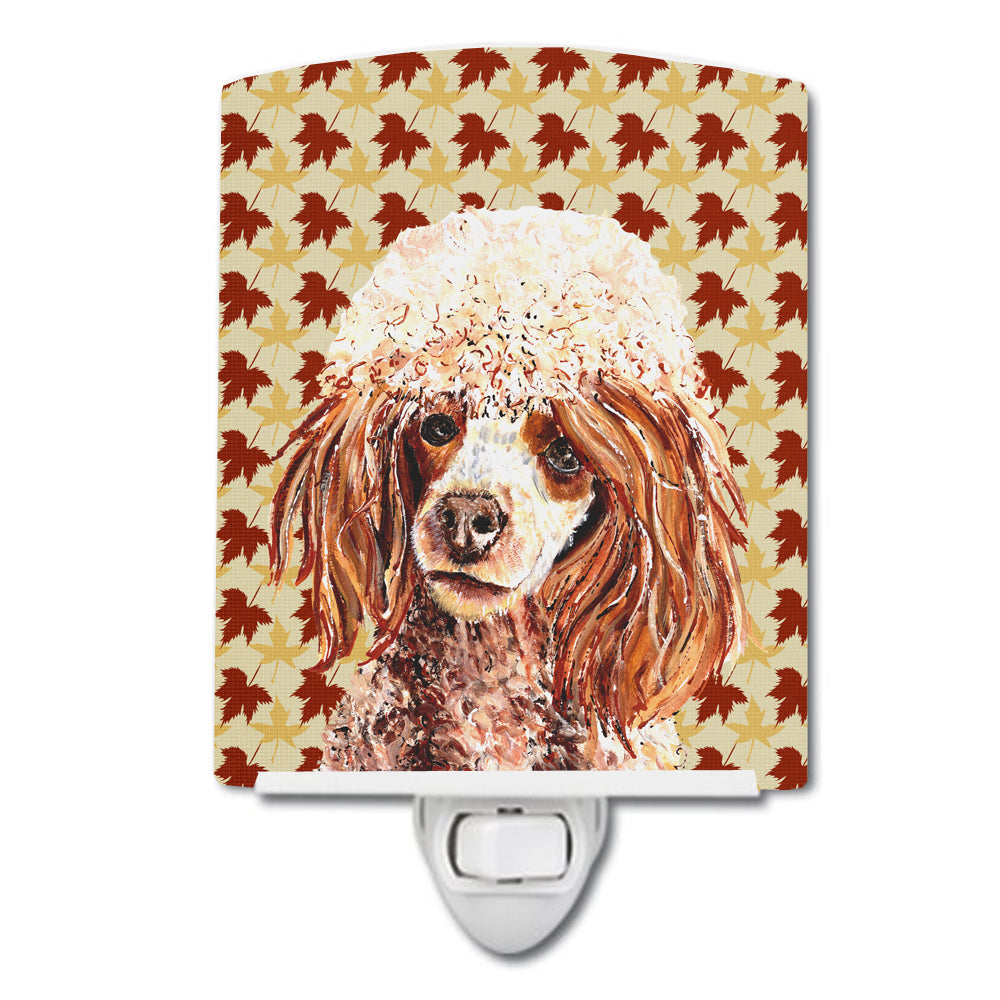 Red Miniature Poodle Fall Leaves Ceramic Night Light SC9675CNL - the-store.com