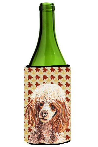Red Miniature Poodle Fall Leaves Wine Bottle Beverage Insulator Hugger SC9675LITERK by Caroline's Treasures