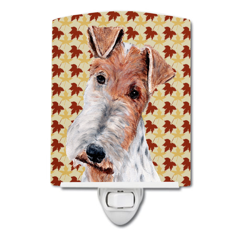 Wire Fox Terrier Fall Leaves Ceramic Night Light SC9676CNL - the-store.com