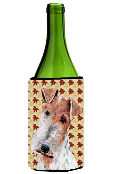 Wire Fox Terrier Fall Leaves Wine Bottle Beverage Insulator Hugger SC9676LITERK by Caroline's Treasures