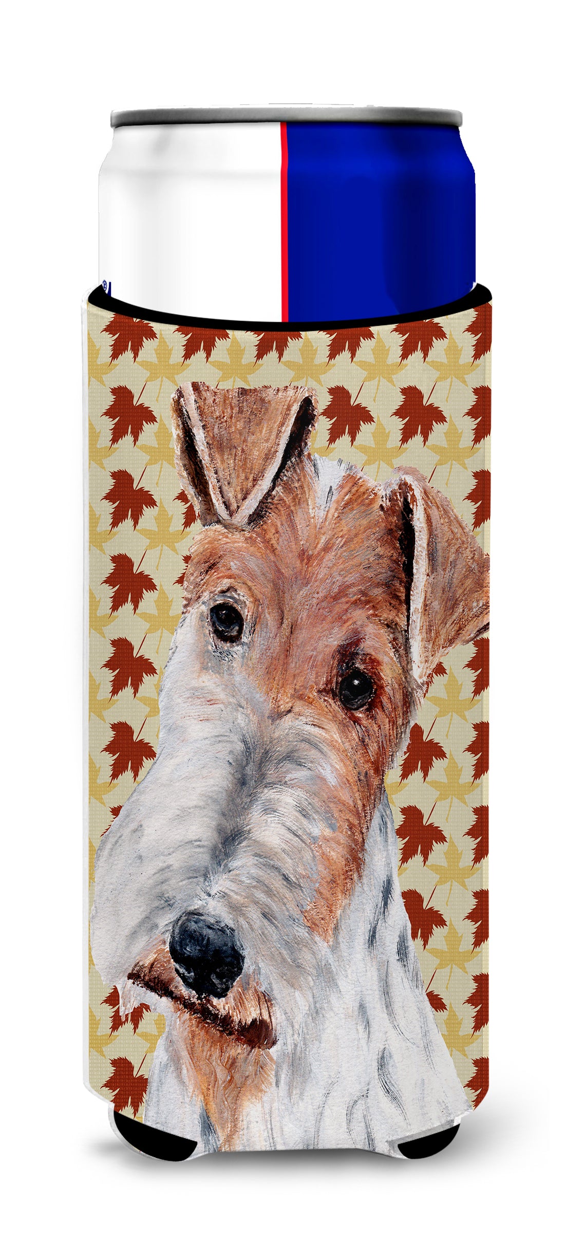 Wire Fox Terrier Fall Leaves Ultra Beverage Insulators for slim cans SC9676MUK.