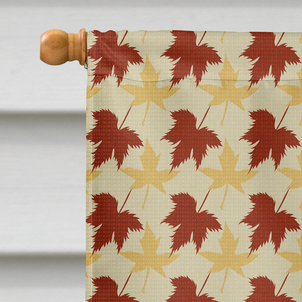 White Toy Poodle Fall Leaves Flag Canvas House Size SC9677CHF  the-store.com.