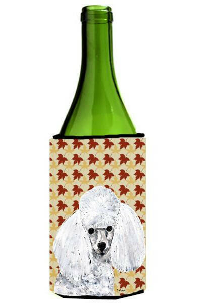 White Toy Poodle Fall Leaves Wine Bottle Beverage Insulator Hugger SC9677LITERK by Caroline's Treasures