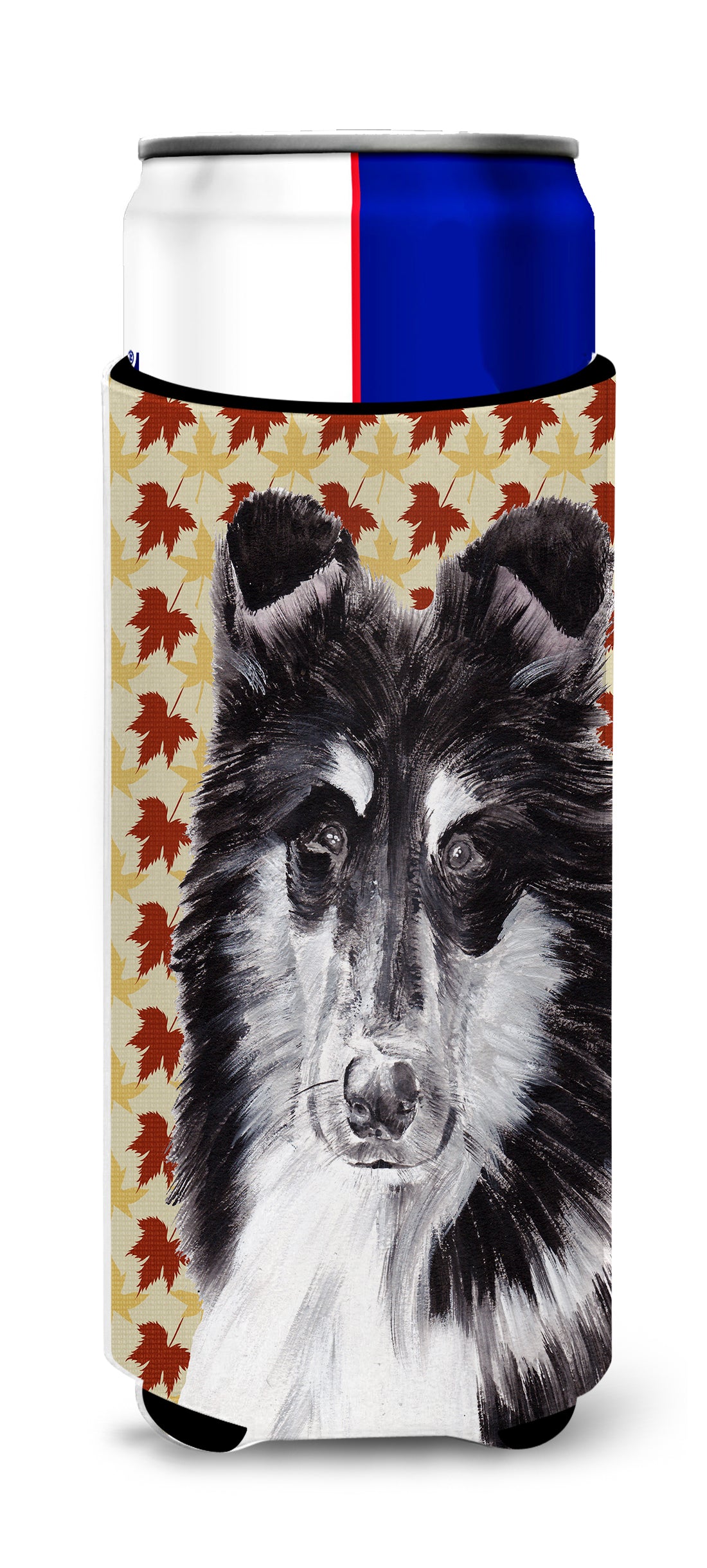 Black and White Collie Fall Leaves Ultra Beverage Insulators for slim cans SC9678MUK