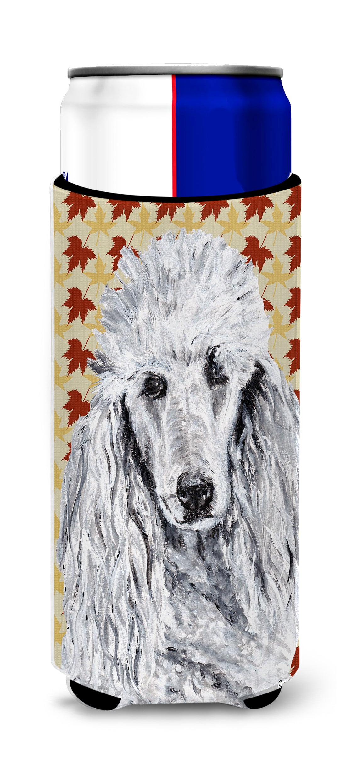 White Standard Poodle Fall Leaves Ultra Beverage Insulators for slim cans SC9679MUK