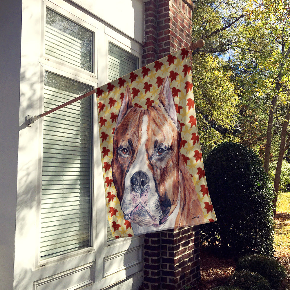 Staffordshire Bull Terrier Staffie Fall Leaves Flag Canvas House Size SC9680CHF