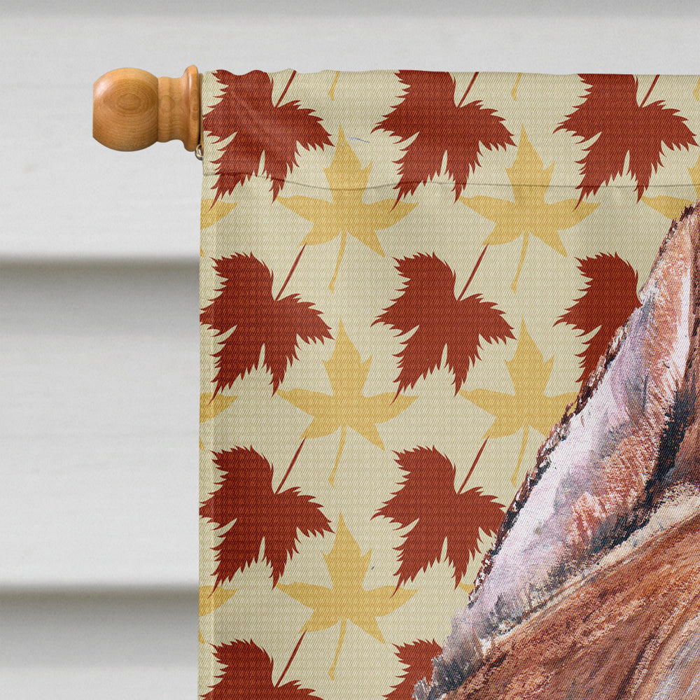 Staffordshire Bull Terrier Staffie Fall Leaves Flag Canvas House Size SC9680CHF  the-store.com.