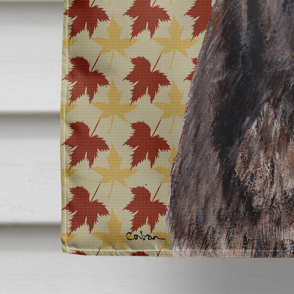 Staffordshire Bull Terrier Staffie Fall Leaves Flag Canvas House Size SC9681CHF  the-store.com.