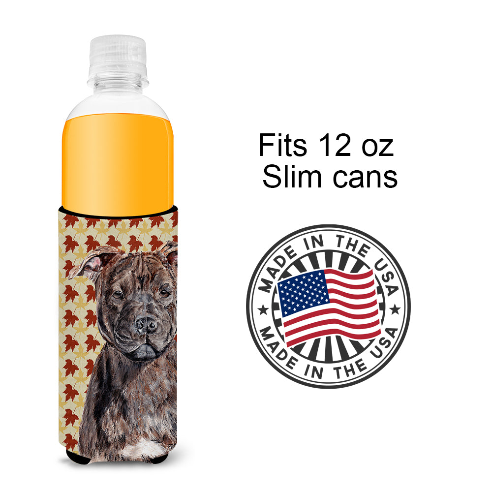 Staffordshire Bull Terrier Staffie Fall Leaves Ultra Beverage Insulators for slim cans SC9681MUK.
