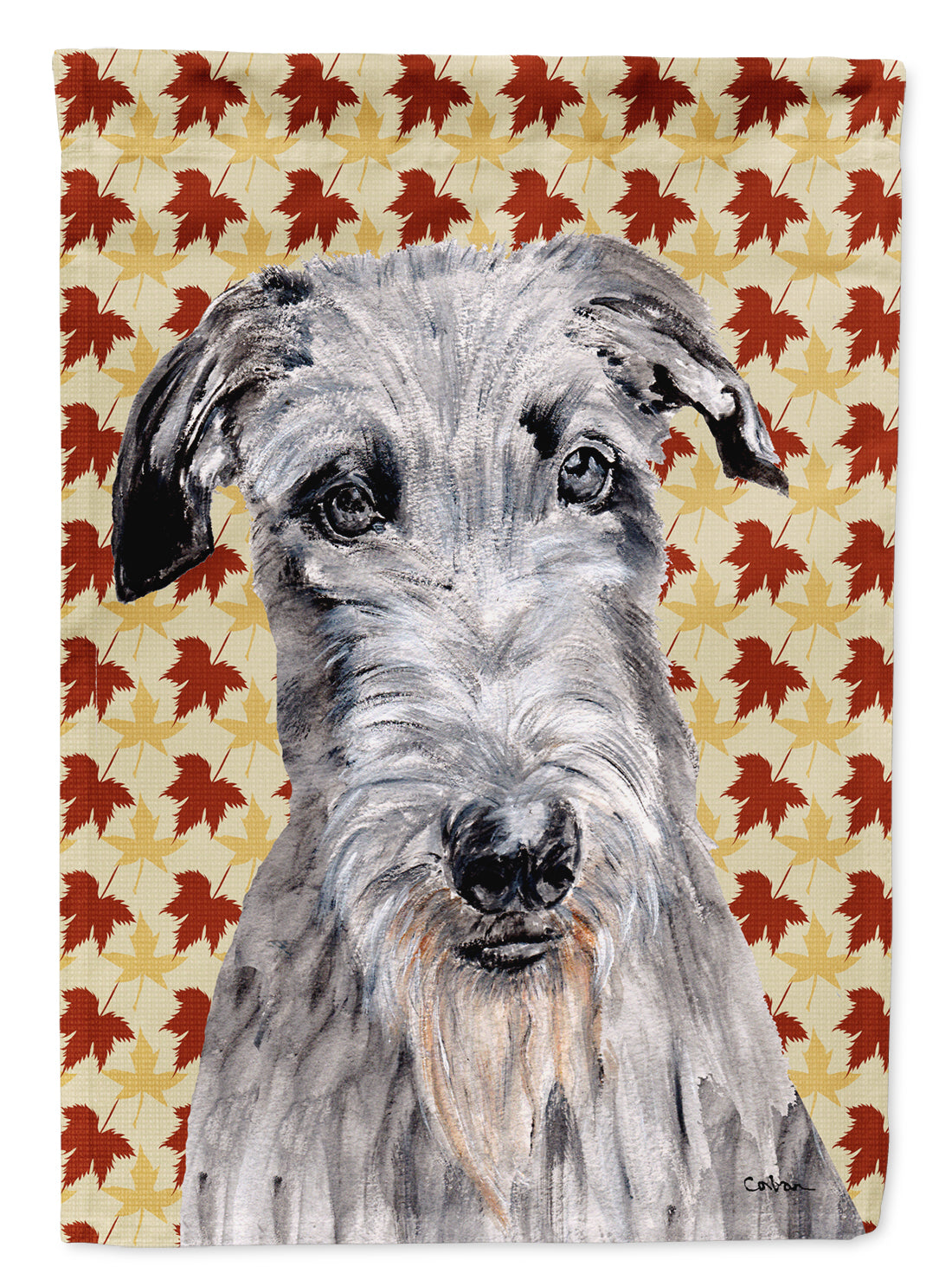 Scottish Deerhound Fall Leaves Flag Canvas House Size SC9682CHF