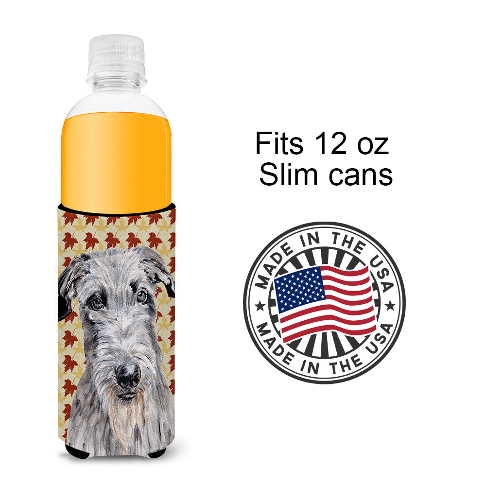 Scottish Deerhound Fall Leaves Ultra Beverage Insulators for slim cans SC9682MUK.