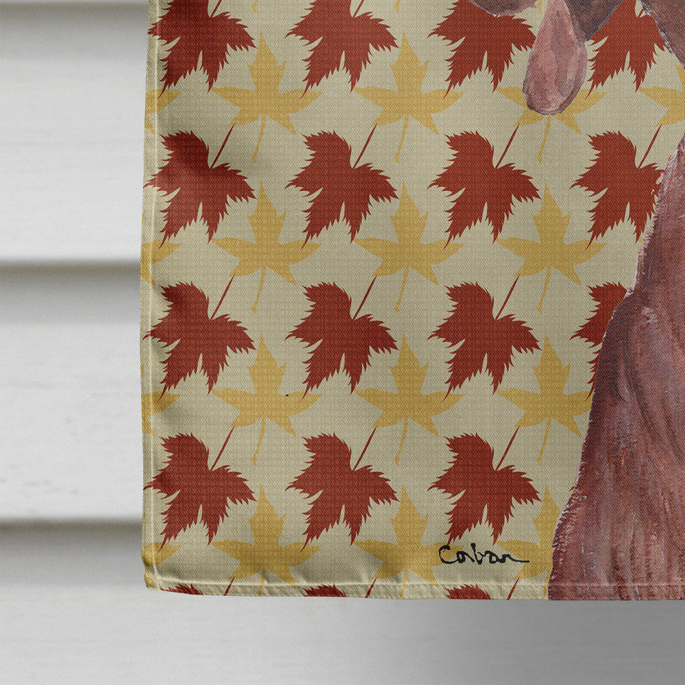 Redbone Coonhound Fall Leaves Flag Canvas House Size SC9683CHF  the-store.com.