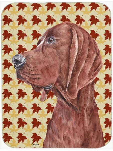 Redbone Coonhound Fall Leaves Glass Cutting Board Large Size SC9683LCB by Caroline&#39;s Treasures