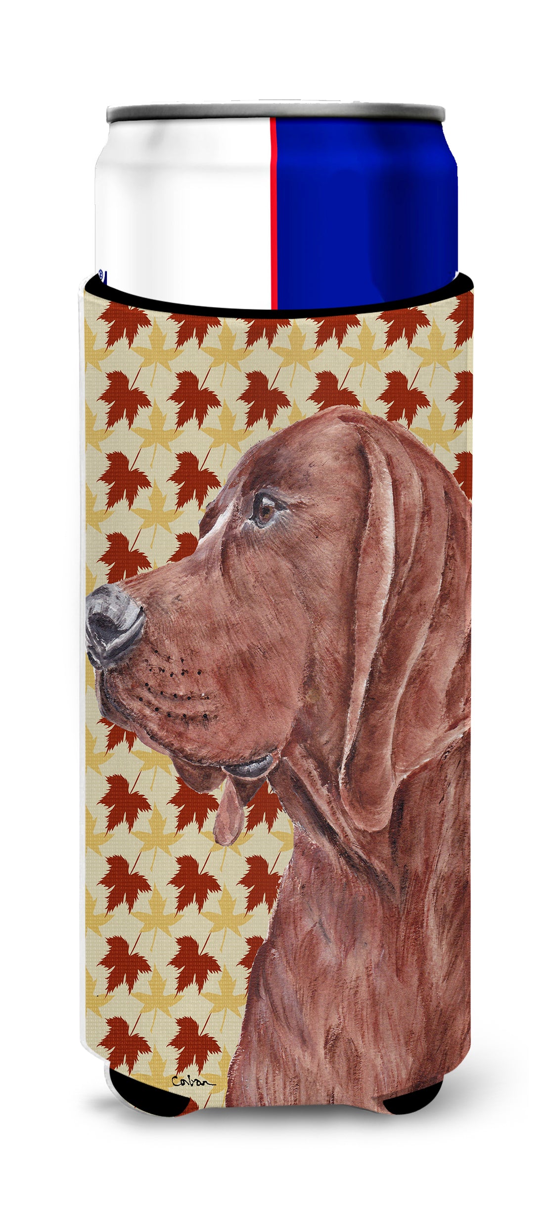 Redbone Coonhound Fall Leaves Ultra Beverage Insulators for slim cans SC9683MUK