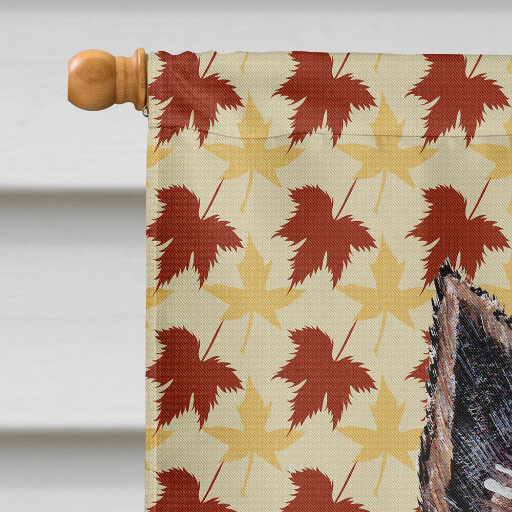Norwich Terrier Fall Leaves Flag Canvas House Size SC9686CHF