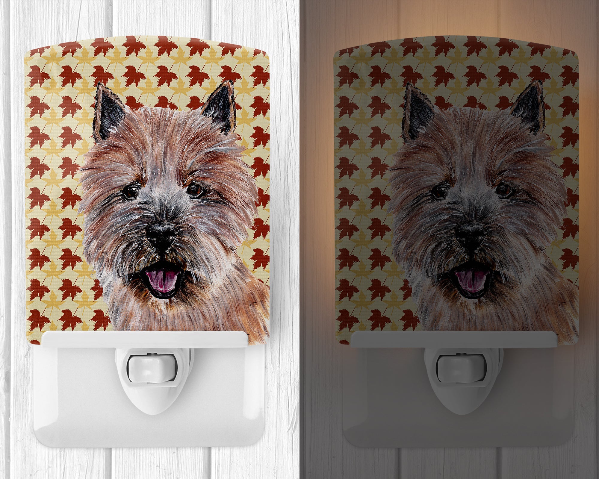 Norwich Terrier Fall Leaves Ceramic Night Light SC9686CNL - the-store.com