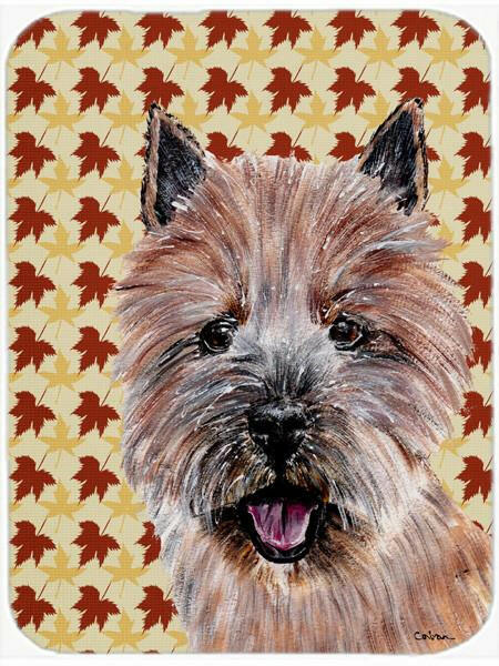 Norwich Terrier Fall Leaves Glass Cutting Board Large Size SC9686LCB by Caroline&#39;s Treasures