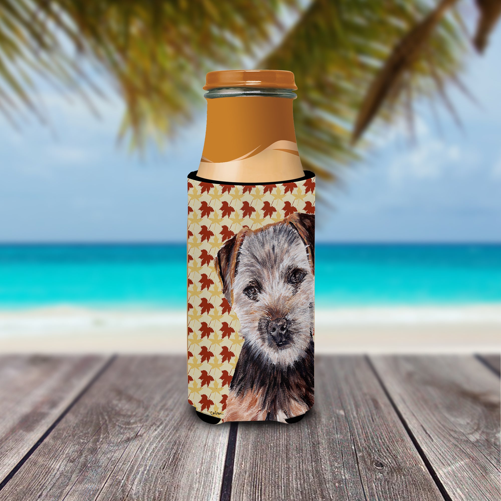 Norfolk Terrier Puppy Fall Leaves Ultra Beverage Insulators for slim cans SC9687MUK.