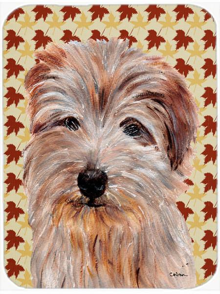 Norfolk Terrier Fall Leaves Glass Cutting Board Large Size SC9688LCB by Caroline&#39;s Treasures