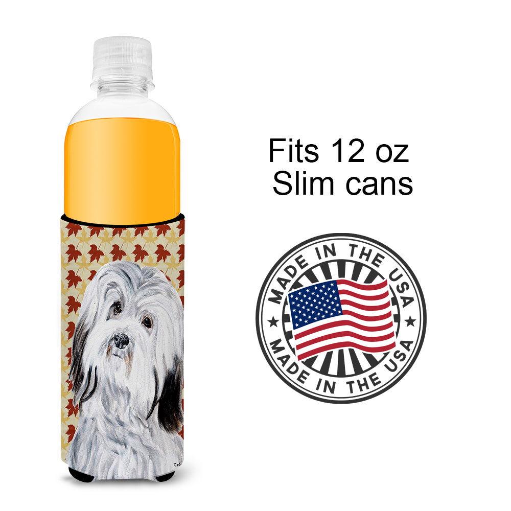 Havanese Fall Leaves Ultra Beverage Insulators for slim cans SC9689MUK.