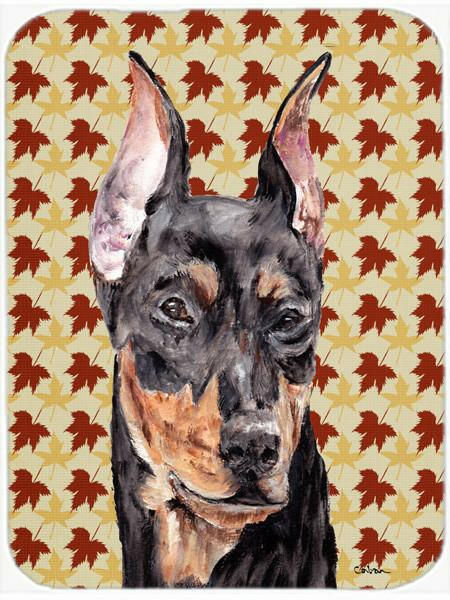 German Pinscher Fall Leaves Glass Cutting Board Large Size SC9692LCB by Caroline&#39;s Treasures