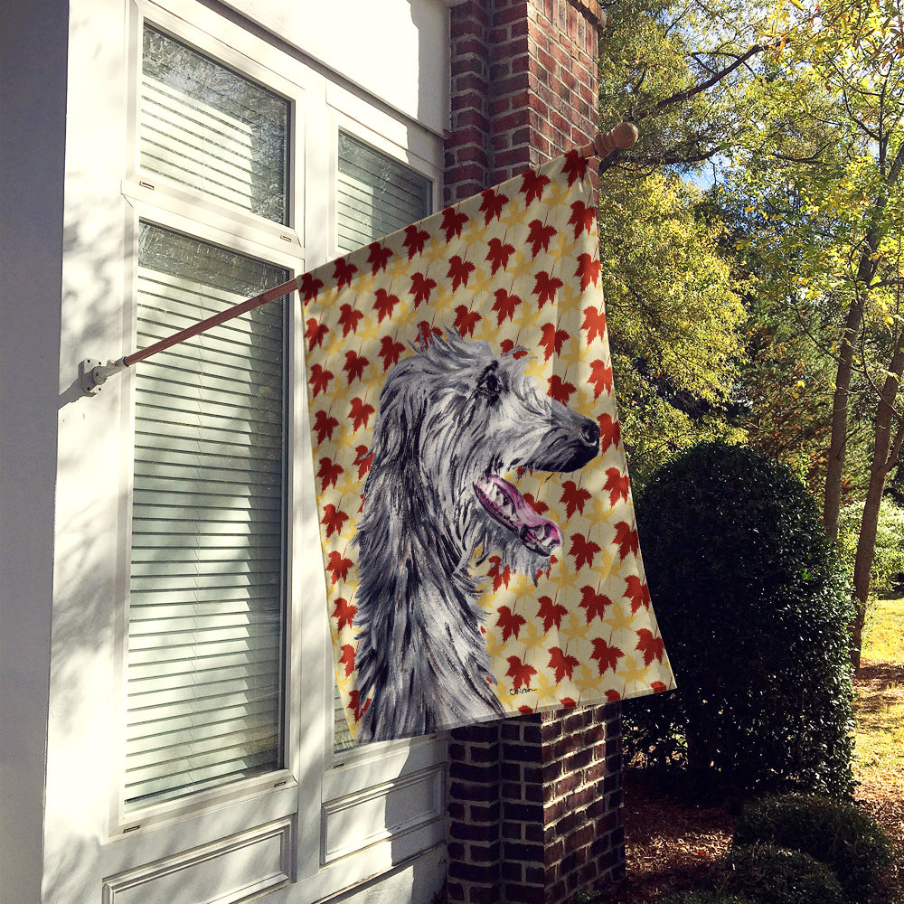 Scottish Deerhound Fall Leaves Flag Canvas House Size SC9693CHF  the-store.com.