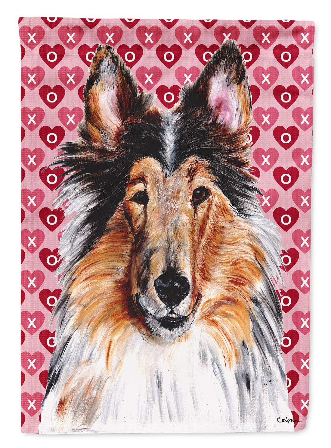 Collie Hearts and Love Flag Canvas House Size SC9694CHF