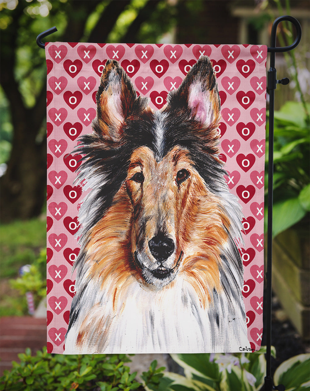 Collie Hearts and Love Flag Garden Size SC9694GF