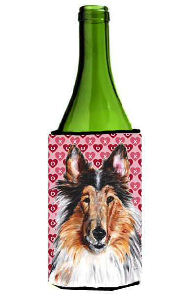 Collie Hearts and Love Wine Bottle Beverage Insulator Hugger SC9694LITERK by Caroline&#39;s Treasures