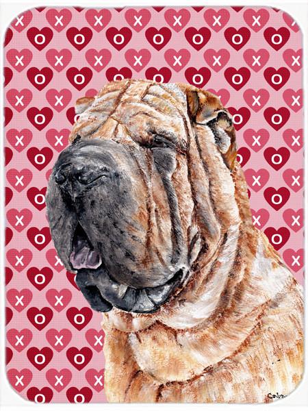 Shar Pei Hearts and Love Glass Cutting Board Large Size SC9695LCB by Caroline's Treasures