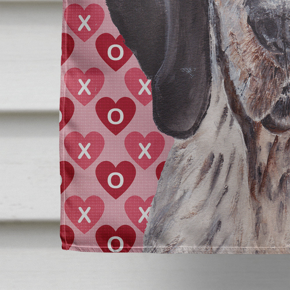 Blue Tick Coonhound Hearts and Love Flag Canvas House Size SC9697CHF  the-store.com.