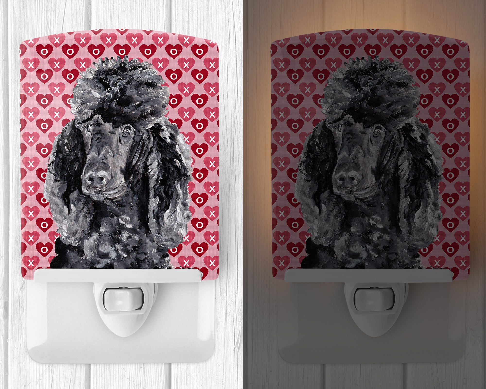 Black Standard Poodle Hearts and Love Ceramic Night Light SC9698CNL - the-store.com