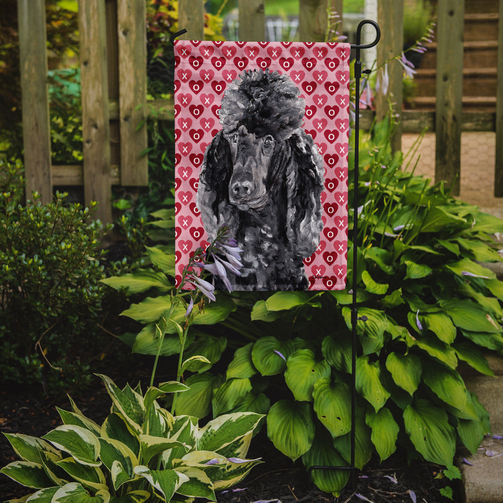 Black Standard Poodle Hearts and Love Flag Garden Size SC9698GF  the-store.com.