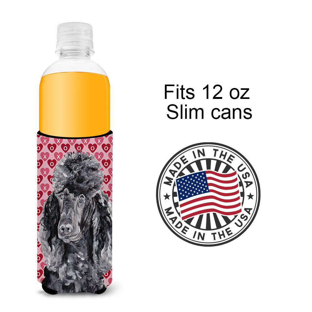 Black Standard Poodle Hearts and Love Ultra Beverage Insulators for slim cans SC9698MUK.