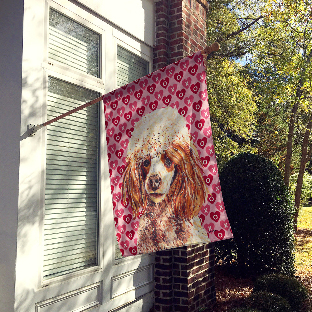 Red Miniature Poodle Hearts and Love Flag Canvas House Size SC9699CHF
