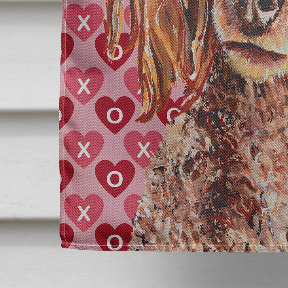 Red Miniature Poodle Hearts and Love Flag Canvas House Size SC9699CHF  the-store.com.