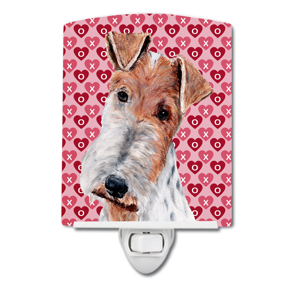 Wire Fox Terrier Hearts and Love Ceramic Night Light SC9700CNL - the-store.com