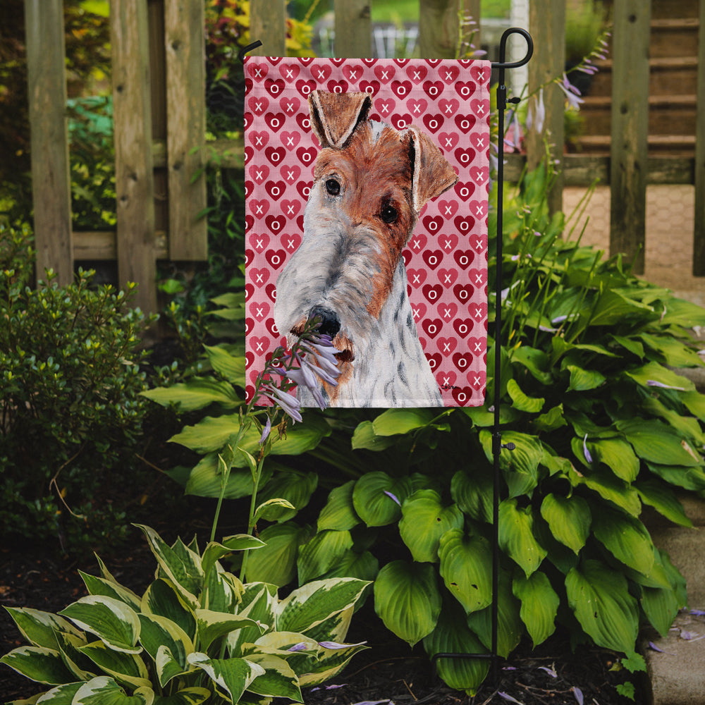 Wire Fox Terrier Hearts and Love Flag Garden Size SC9700GF  the-store.com.