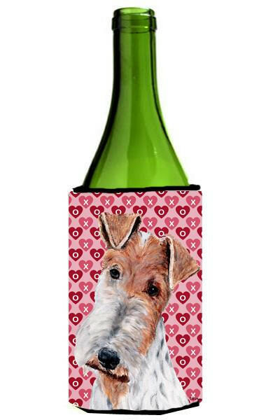 Wire Fox Terrier Hearts and Love Wine Bottle Beverage Insulator Hugger SC9700LITERK by Caroline&#39;s Treasures