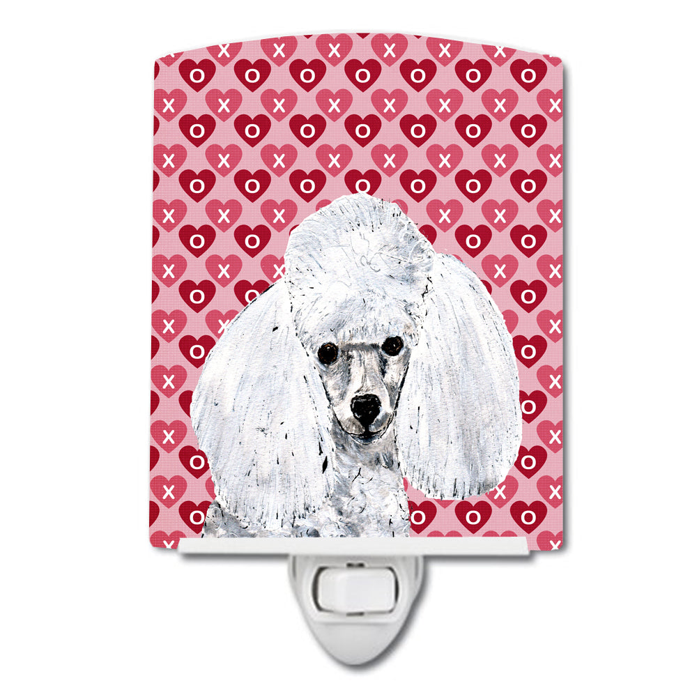 White Toy Poodle Hearts and Love Ceramic Night Light SC9701CNL - the-store.com